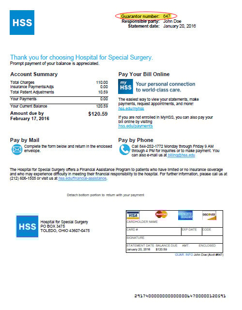 HSS Hospital Bill example