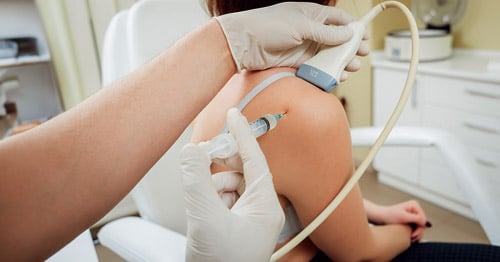 An ultrasound-guided injection.