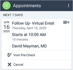 screenshot virtual visit