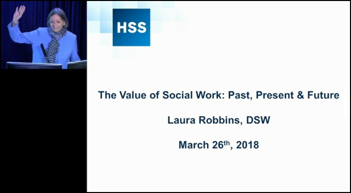 Image - Photo of Laura Robbins, DSW, and title slide of her presentation.