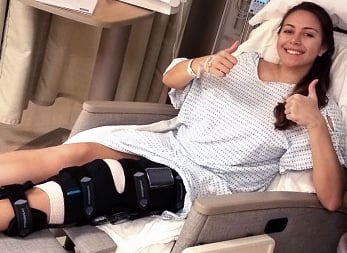 Patient recovering from torn meniscus surgery