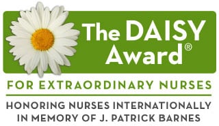 Logo of the DAISY Award for Extraordinary Nurses, which includes an illustration of daisy flower.