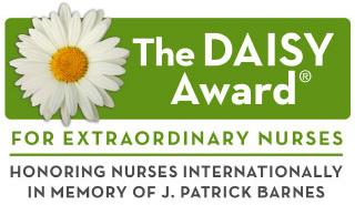 Logo of the DAISY Award for Extraordinary Nurses, which includes an illustration of daisy flower.